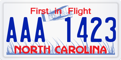 NC license plate AAA1423