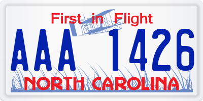 NC license plate AAA1426