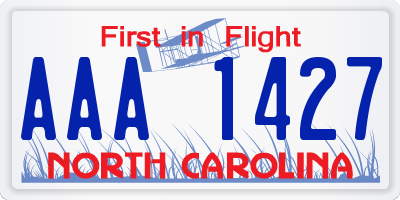 NC license plate AAA1427