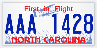 NC license plate AAA1428