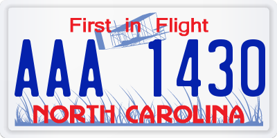 NC license plate AAA1430