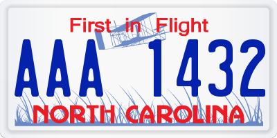 NC license plate AAA1432