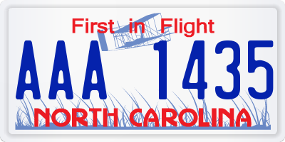 NC license plate AAA1435