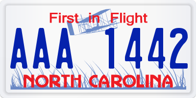NC license plate AAA1442