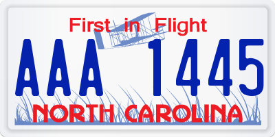 NC license plate AAA1445