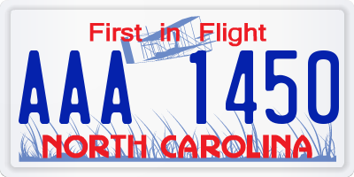 NC license plate AAA1450