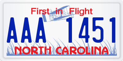 NC license plate AAA1451