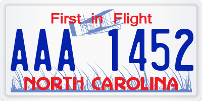 NC license plate AAA1452