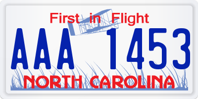 NC license plate AAA1453