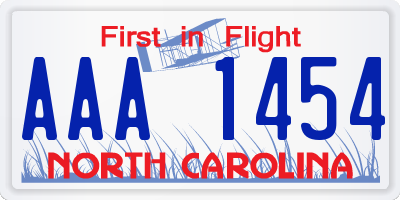 NC license plate AAA1454