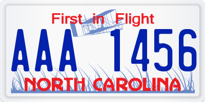 NC license plate AAA1456