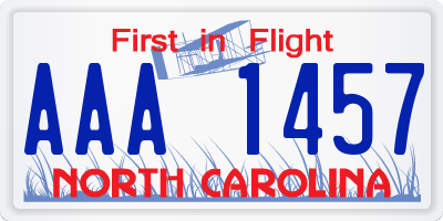 NC license plate AAA1457