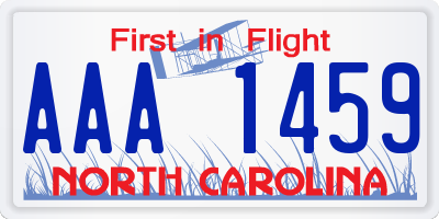 NC license plate AAA1459