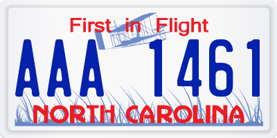 NC license plate AAA1461