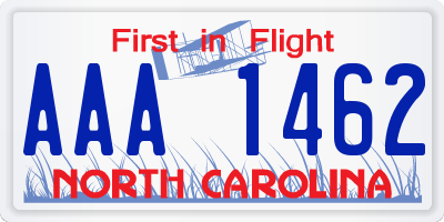 NC license plate AAA1462