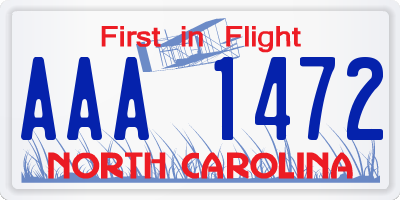 NC license plate AAA1472