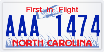 NC license plate AAA1474
