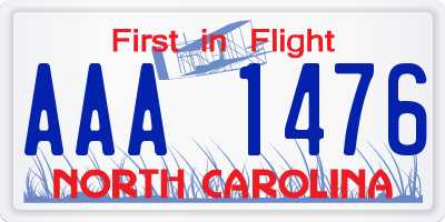 NC license plate AAA1476