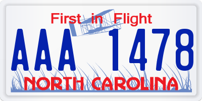NC license plate AAA1478