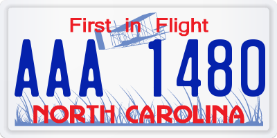 NC license plate AAA1480