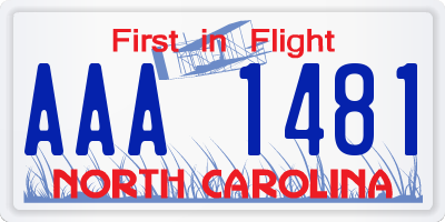 NC license plate AAA1481