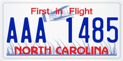 NC license plate AAA1485