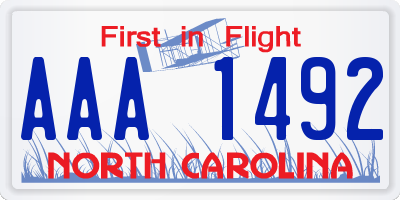 NC license plate AAA1492