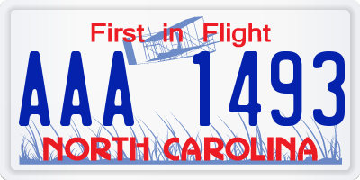 NC license plate AAA1493