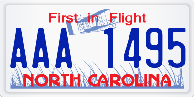 NC license plate AAA1495