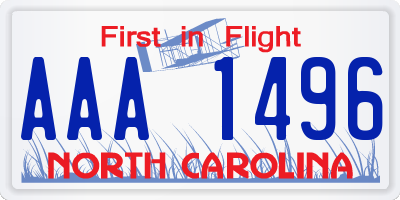 NC license plate AAA1496