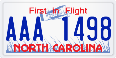 NC license plate AAA1498