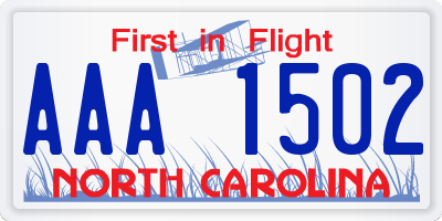 NC license plate AAA1502