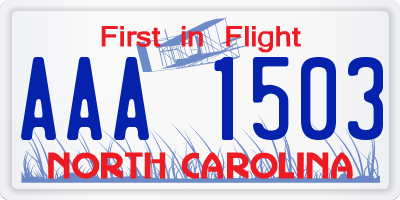 NC license plate AAA1503