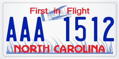 NC license plate AAA1512