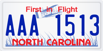 NC license plate AAA1513