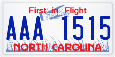 NC license plate AAA1515