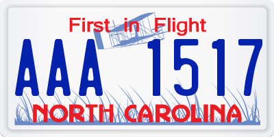 NC license plate AAA1517