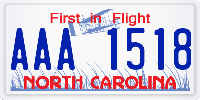 NC license plate AAA1518