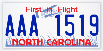 NC license plate AAA1519