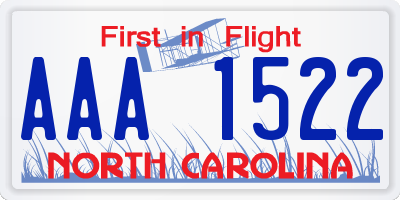 NC license plate AAA1522