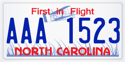 NC license plate AAA1523