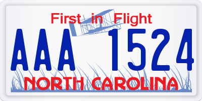 NC license plate AAA1524