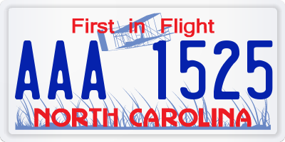NC license plate AAA1525