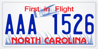 NC license plate AAA1526