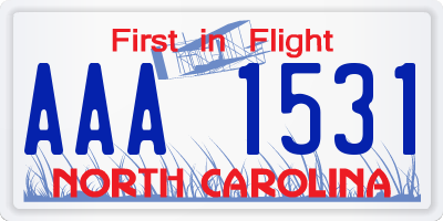 NC license plate AAA1531