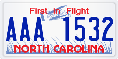 NC license plate AAA1532