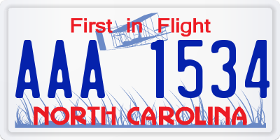 NC license plate AAA1534