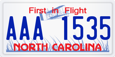 NC license plate AAA1535