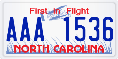 NC license plate AAA1536