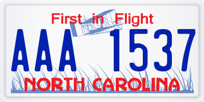 NC license plate AAA1537